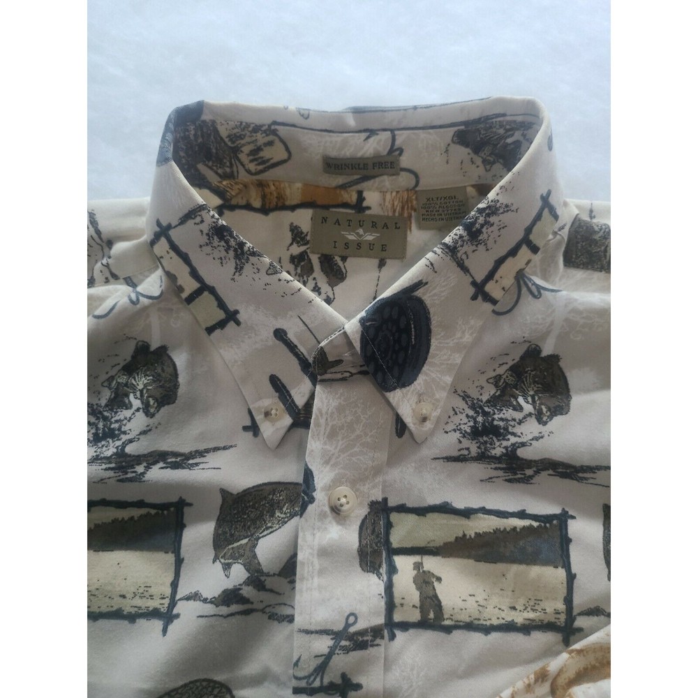 Natural Issue Angler Fishing Button Down Shirt Tan Brown Wrinkle Free Sz: XLT - Picture 4 of 10